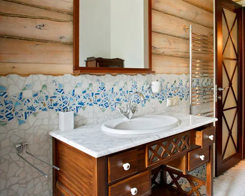 Плиточные работы, керамогранит, в деревянном доме